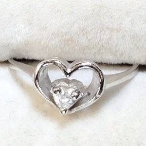 Silver Cubic Zirconia Heart Shaped Ring
